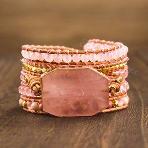 Natural Rose Quartz Stone Bracelet